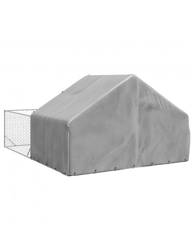 Cuccia per Cani da Esterno con Recinto 5x3x1,9m Acciaio Zincato