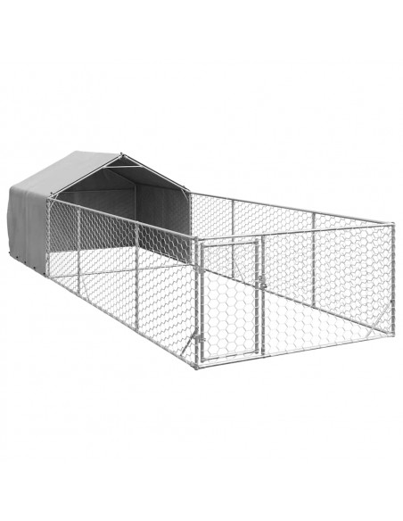 Cuccia per Cani da Esterno con Recinto 6x2x1,5m Acciaio Zincato