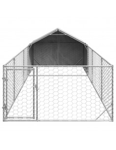 Cuccia per Cani da Esterno con Recinto 6x2x1,5m Acciaio Zincato 2