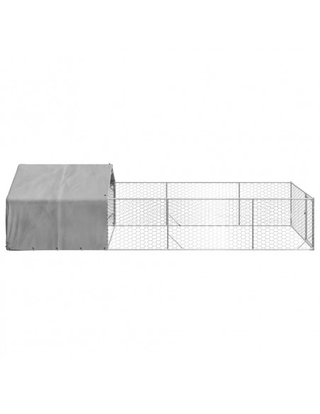 Cuccia per Cani da Esterno con Recinto 6x2x1,5m Acciaio Zincato