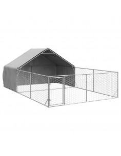 Cuccia per Cani da Esterno con Recinto 6x3x1,9m Acciaio Zincato