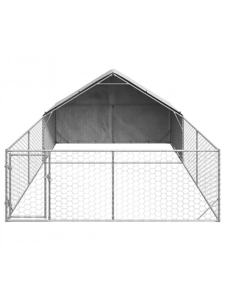 Cuccia per Cani da Esterno con Recinto 6x3x1,9m Acciaio Zincato