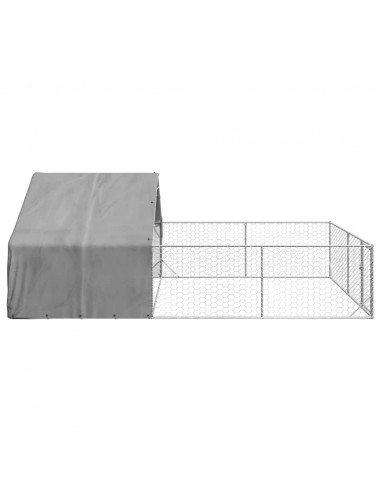 Cuccia per Cani da Esterno con Recinto 6x3x1,9m Acciaio Zincato