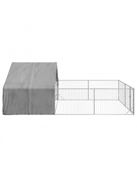 Cuccia per Cani da Esterno con Recinto 6x3x1,9m Acciaio Zincato