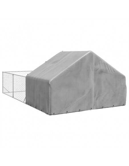 Cuccia per Cani da Esterno con Recinto 6x3x1,9m Acciaio Zincato
