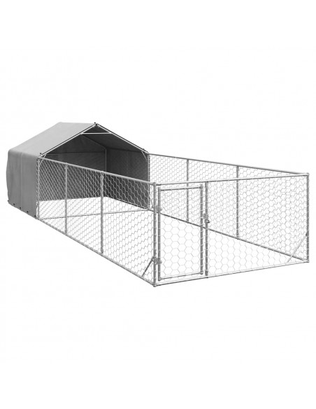Cuccia per Cani da Esterno con Recinto 7x2x1,5m Acciaio Zincato