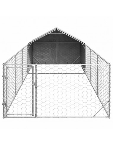 Cuccia per Cani da Esterno con Recinto 7x2x1,5m Acciaio Zincato