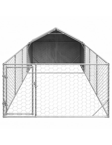 Cuccia per Cani da Esterno con Recinto 7x2x1,5m Acciaio Zincato