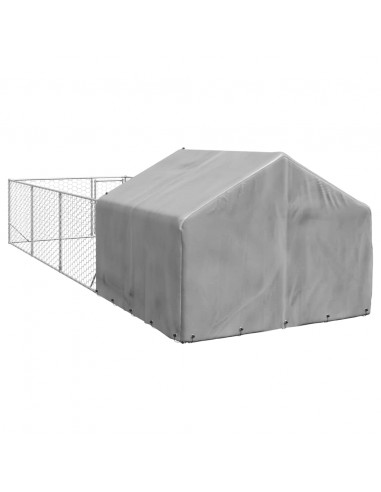 Cuccia per Cani da Esterno con Recinto 7x2x1,5m Acciaio Zincato