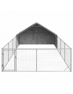 Cuccia per Cani da Esterno con Recinto 7x3x1,9m Acciaio Zincato 2