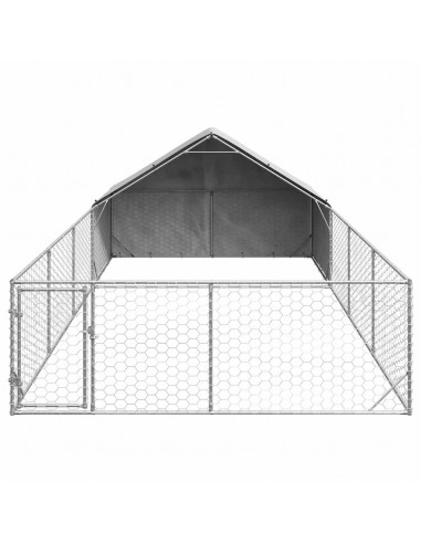 Cuccia per Cani da Esterno con Recinto 7x3x1,9m Acciaio Zincato