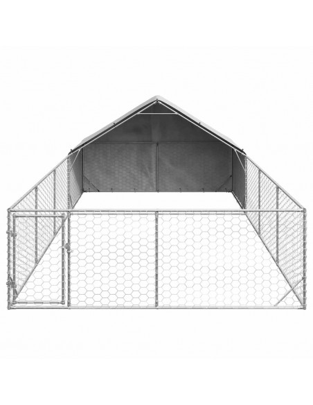 Cuccia per Cani da Esterno con Recinto 7x3x1,9m Acciaio Zincato