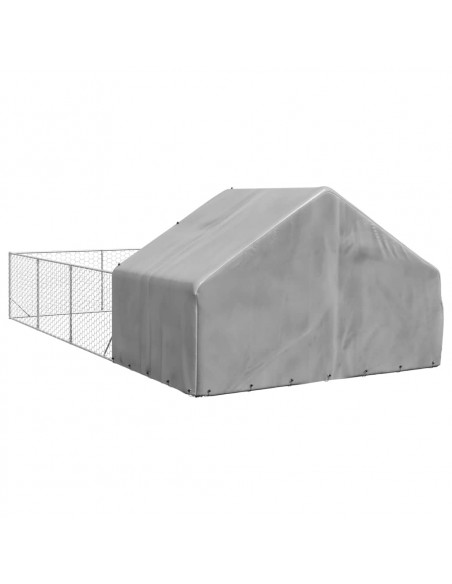 Cuccia per Cani da Esterno con Recinto 7x3x1,9m Acciaio Zincato
