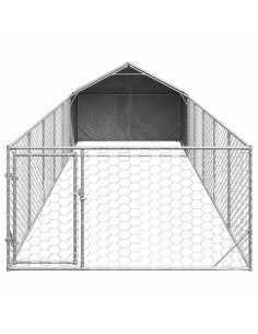 Cuccia per Cani da Esterno con Recinto 8x2x1,5m Acciaio Zincato 2