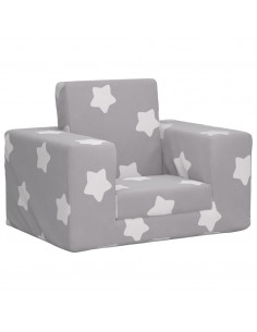 Divano Letto Bambini Grigio Chiaro con Stelle Morbido Peluche