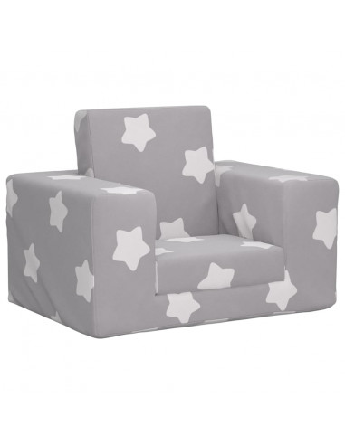 Divano Letto Bambini Grigio Chiaro con Stelle Morbido Peluche