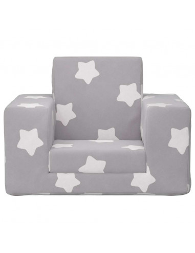 Divano Letto Bambini Grigio Chiaro con Stelle Morbido Peluche