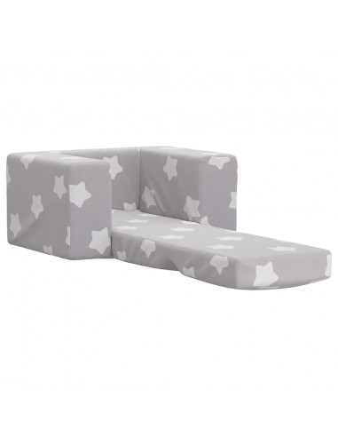 Divano Letto Bambini Grigio Chiaro con Stelle Morbido Peluche