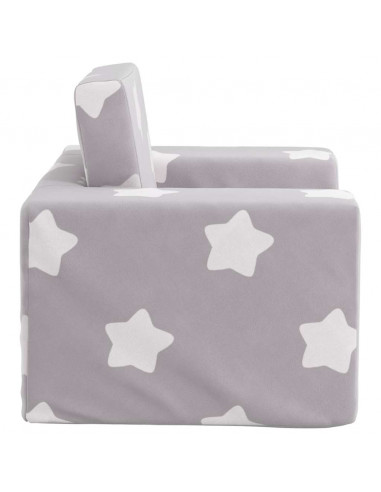 Divano Letto Bambini Grigio Chiaro con Stelle Morbido Peluche