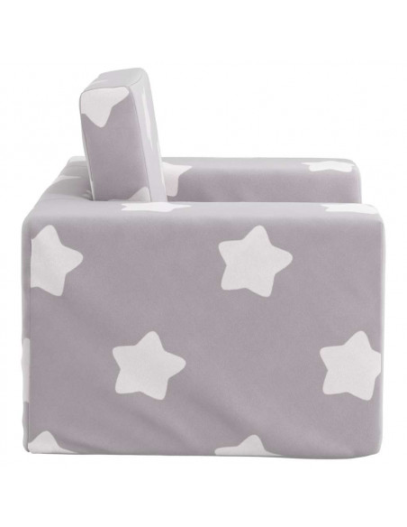 Divano Letto Bambini Grigio Chiaro con Stelle Morbido Peluche