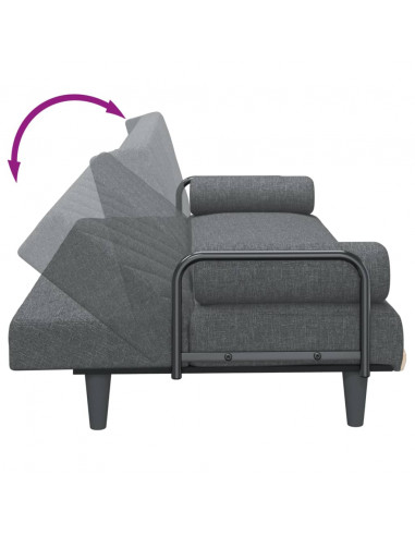 Divano Letto con Braccioli Grigio Scuro in Tessuto