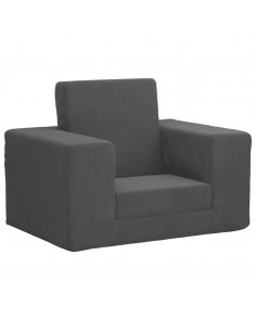 Divano Letto per Bambini Antracite in Morbido Peluche