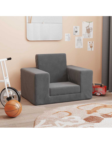 Divano Letto per Bambini Antracite in Morbido Peluche