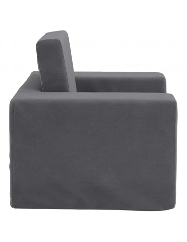 Divano Letto per Bambini Antracite in Morbido Peluche