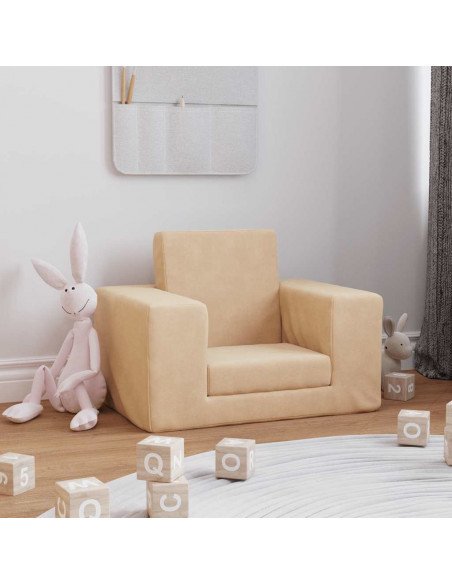 Divano Letto per Bambini Crema in Morbido Peluche