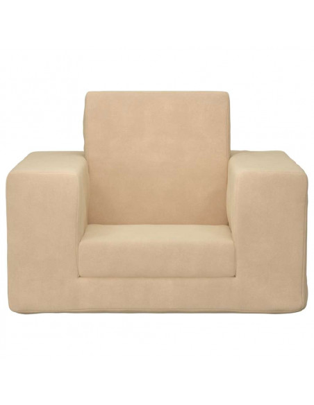 Divano Letto per Bambini Crema in Morbido Peluche