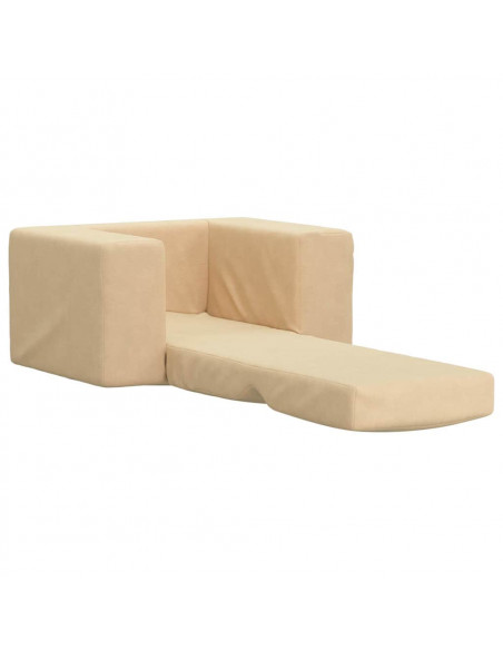 Divano Letto per Bambini Crema in Morbido Peluche