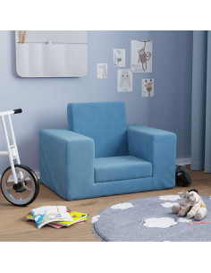 Divano per Bambini Blu in Morbido Peluche 2