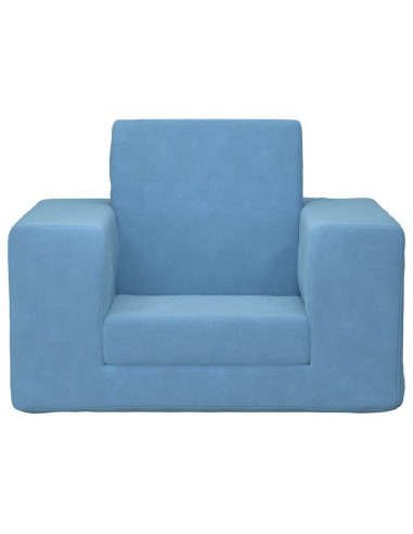Divano per Bambini Blu in Morbido Peluche