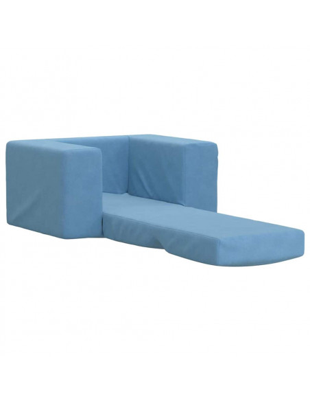 Divano per Bambini Blu in Morbido Peluche