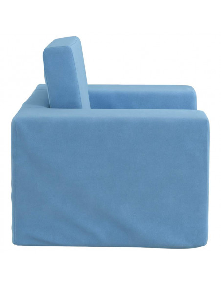 Divano per Bambini Blu in Morbido Peluche