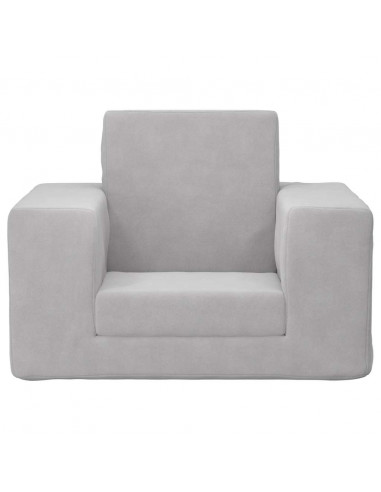 Divano per Bambini Grigio Chiaro in Morbido Peluche