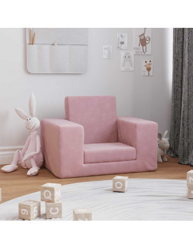 Divano per Bambini Rosa in Morbido Peluche