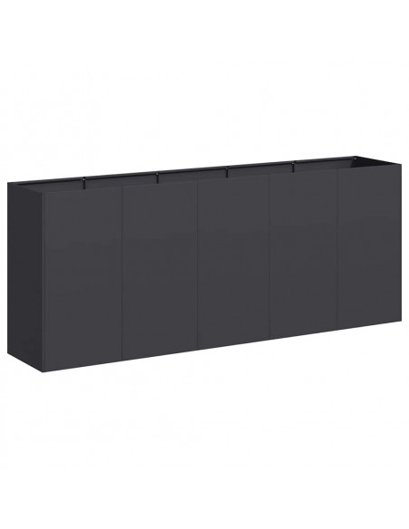 Fioriera Nera 200x40x80 cm in Acciaio Laminato a Freddo
