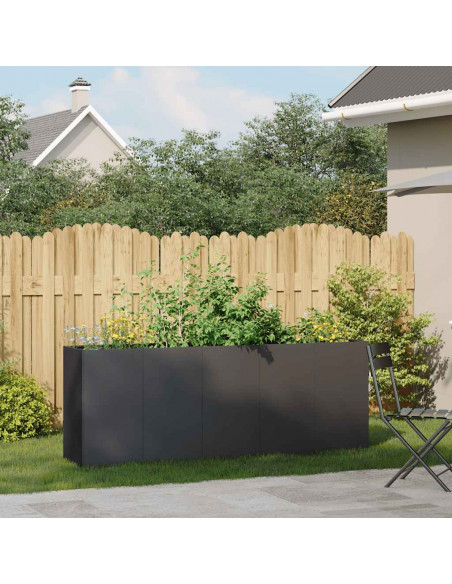 Fioriera Nera 200x40x80 cm in Acciaio Laminato a Freddo