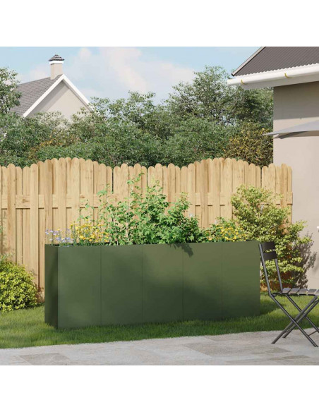 Fioriera Verde Oliva 200x40x80 cm in Acciaio Laminato a Freddo