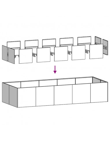 Fioriera Verde Oliva 200x80x40 cm in Acciaio