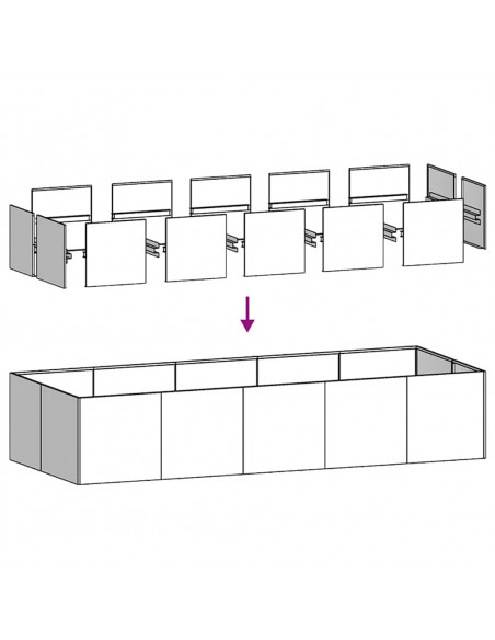 Fioriera Verde Oliva 200x80x40 cm in Acciaio