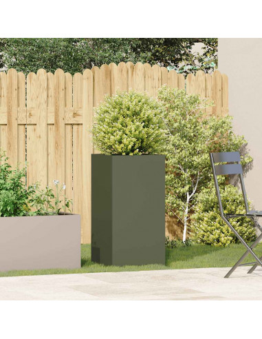 Fioriera Verde Oliva 40x40x80 cm in Acciaio Laminato a Freddo