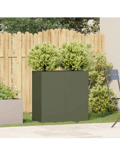 Fioriera Verde Oliva 80x40x80 cm in Acciaio Laminato a Freddo 2