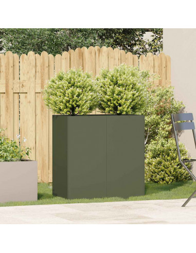 Fioriera Verde Oliva 80x40x80 cm in Acciaio Laminato a Freddo