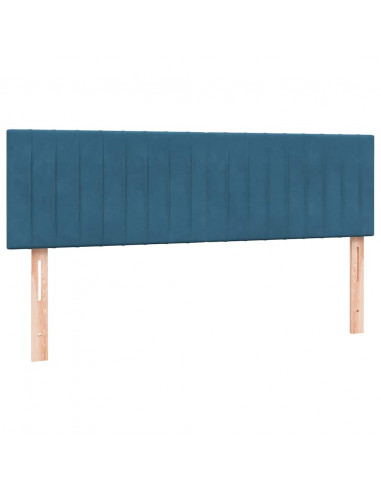 Letto a Molle con Materasso e LED Blu Scuro 140x210 cm in Velluto