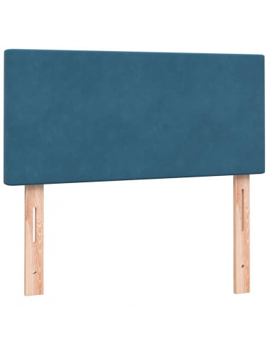 Letto a Molle con Materasso e LED Blu Scuro 80x220 cm Velluto