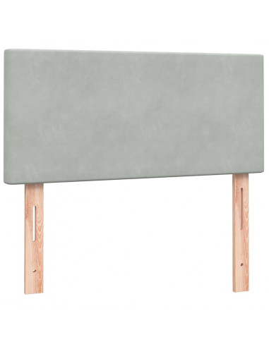 Letto a Molle con Materasso e LED Grigio Chiaro 80x220 cm Velluto