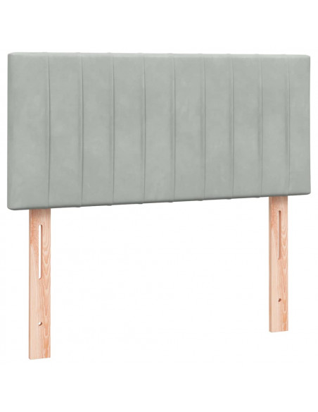 Letto a Molle con Materasso e LED Grigio Chiaro 80x220 cm Velluto