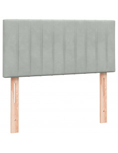 Letto a Molle con Materasso e LED grigio chiaro 90x210 cm Velluto